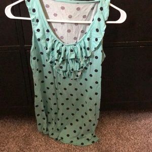 Mint green with black polka dot tank top